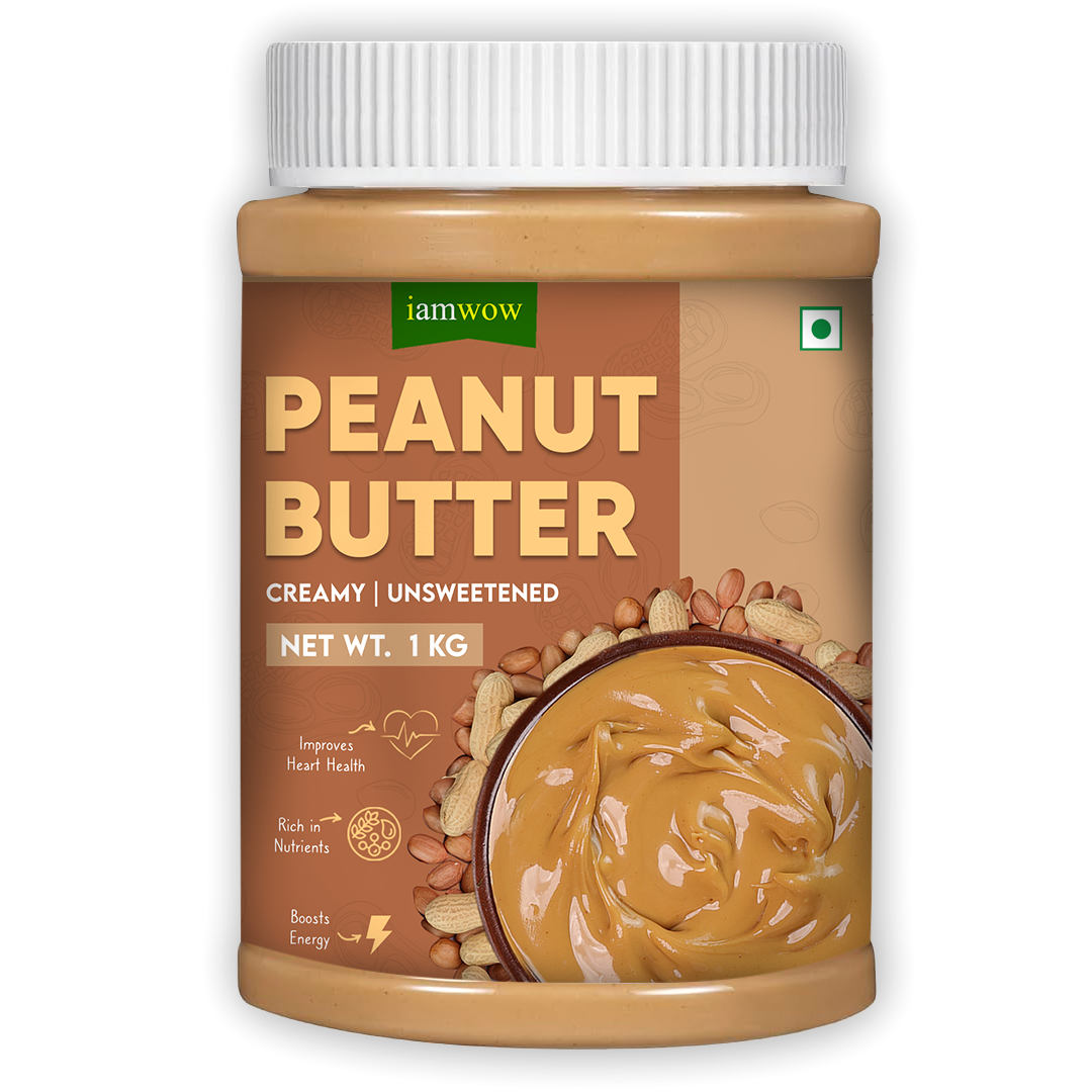 IAMWOW Natural Peanut Butter 1KG 100 Roasted Peanuts High Protein